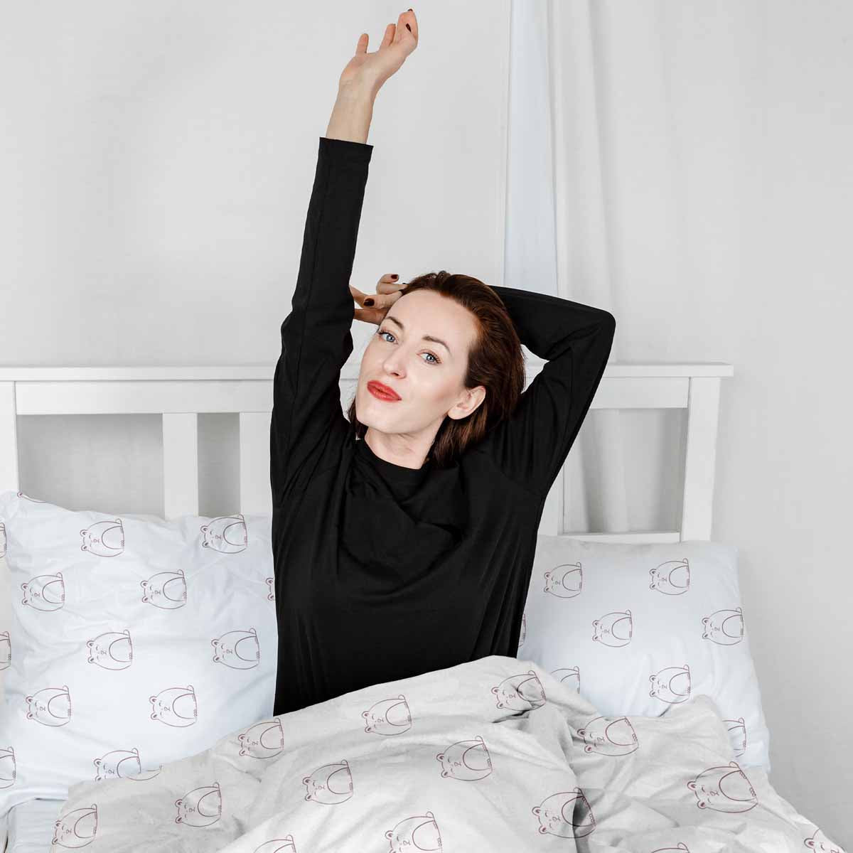 Ensemble de literie avec couverture thérapeutique blanc avec chat