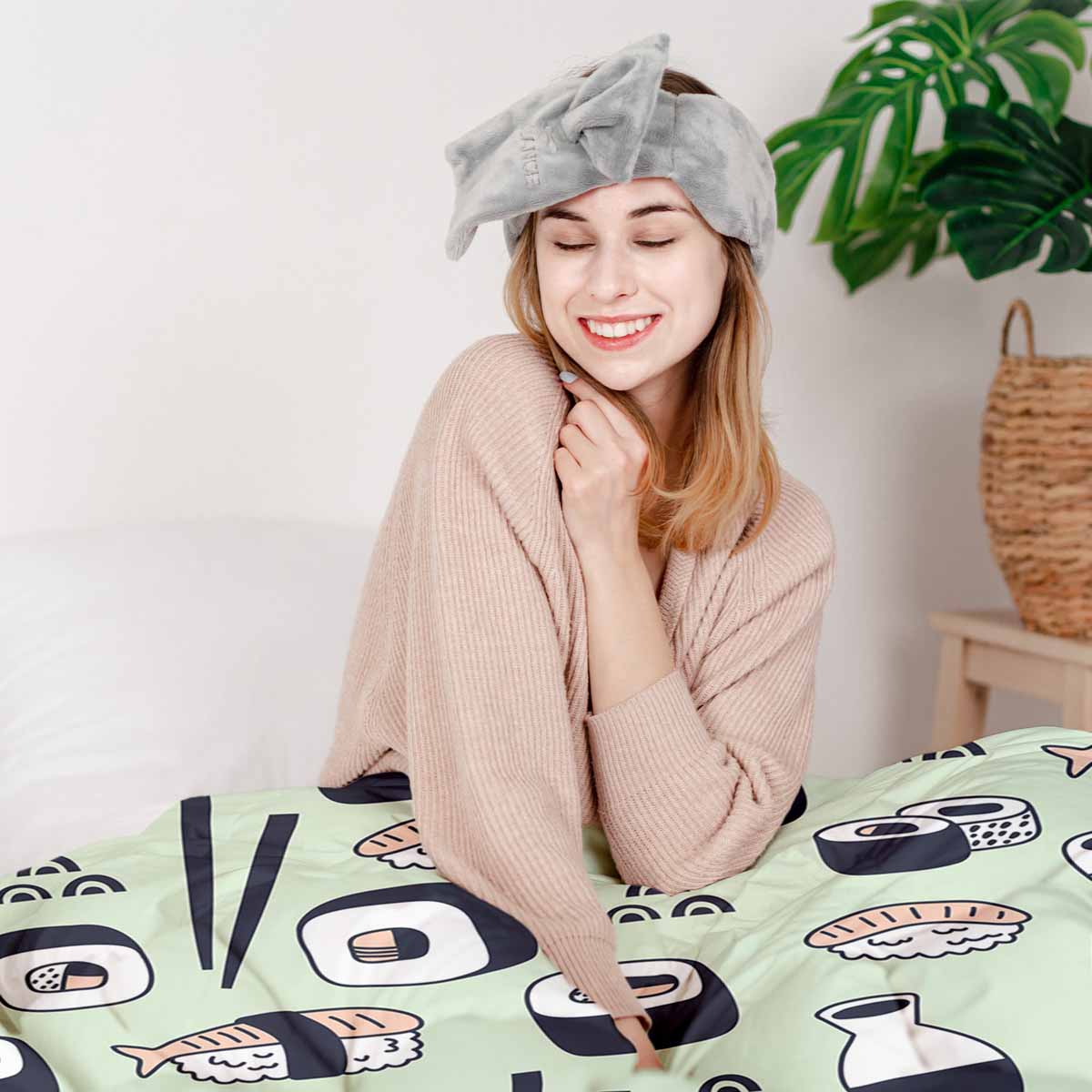 Original Therapiedecke - Ensemble de literie en coton Vert clair avec sushi