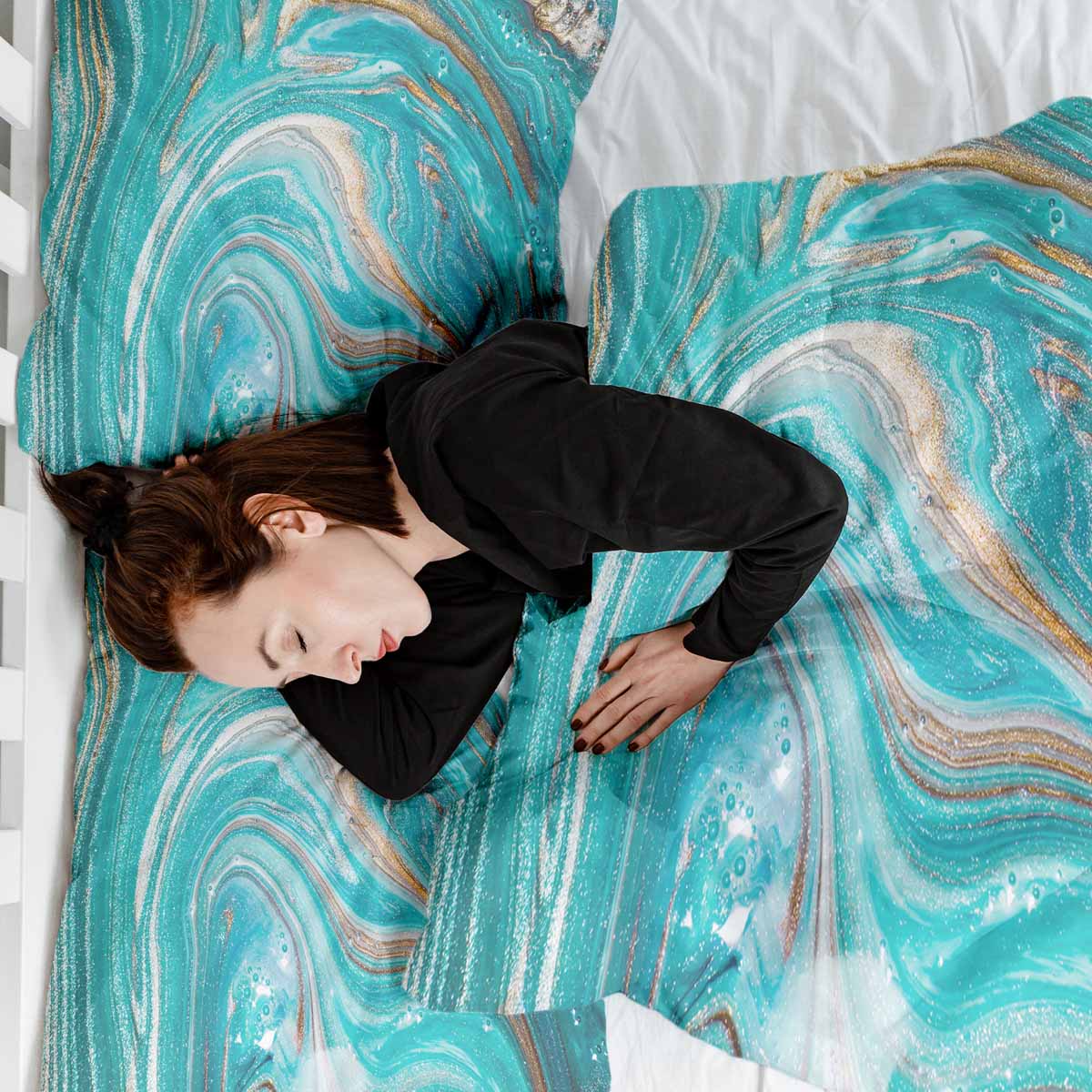 Original Therapiedecke - Ensemble de literie en coton Marbre Turquoise