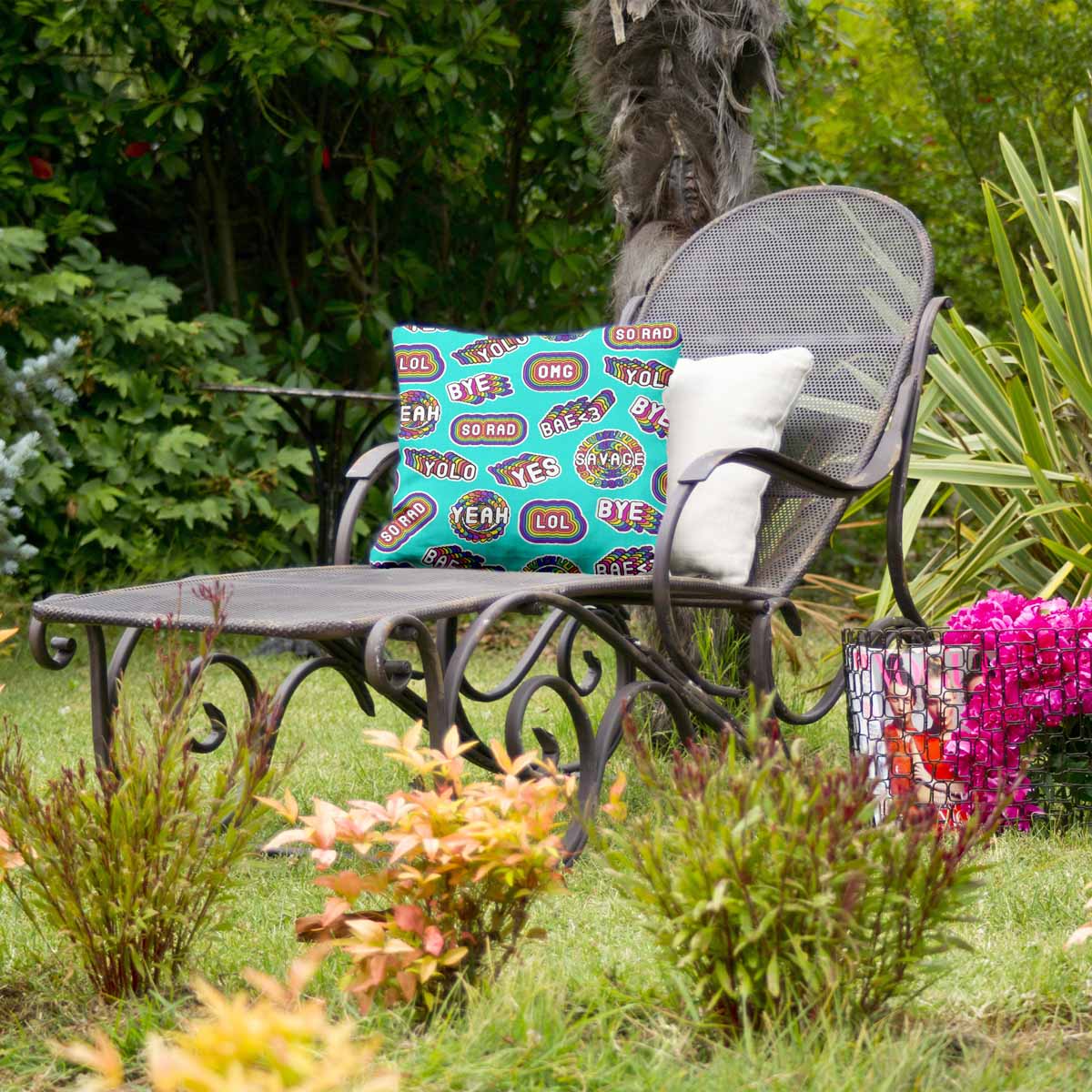 Coussin de santé turquoise avec citations