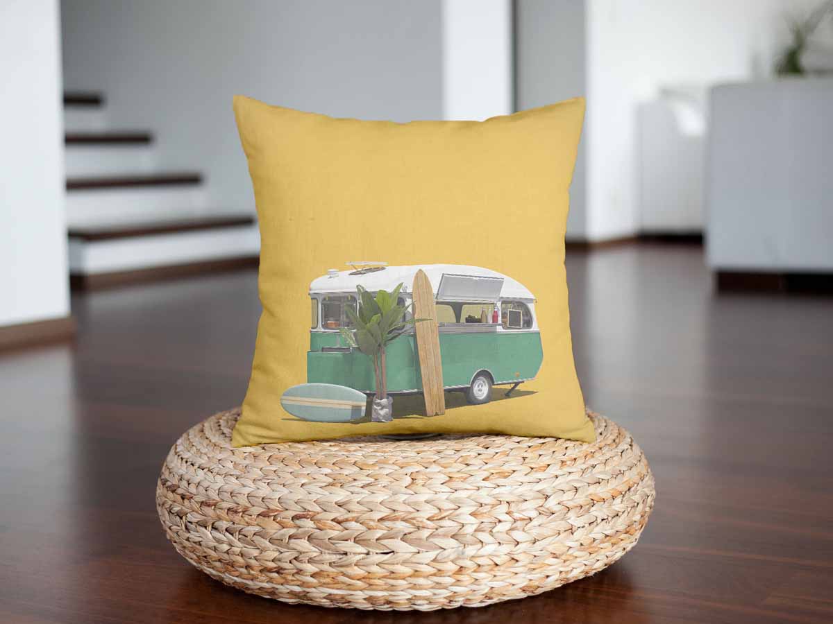 Coussin de santé jaune avec bus