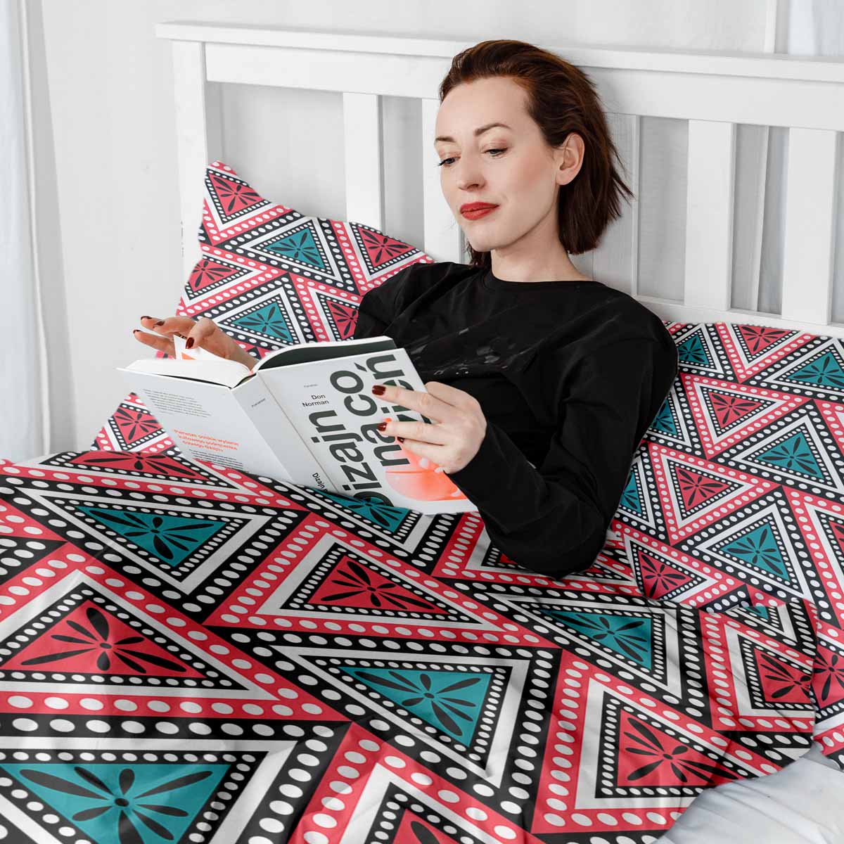 Couverture thérapeutique originale - Housse en coton avec triangles colorés