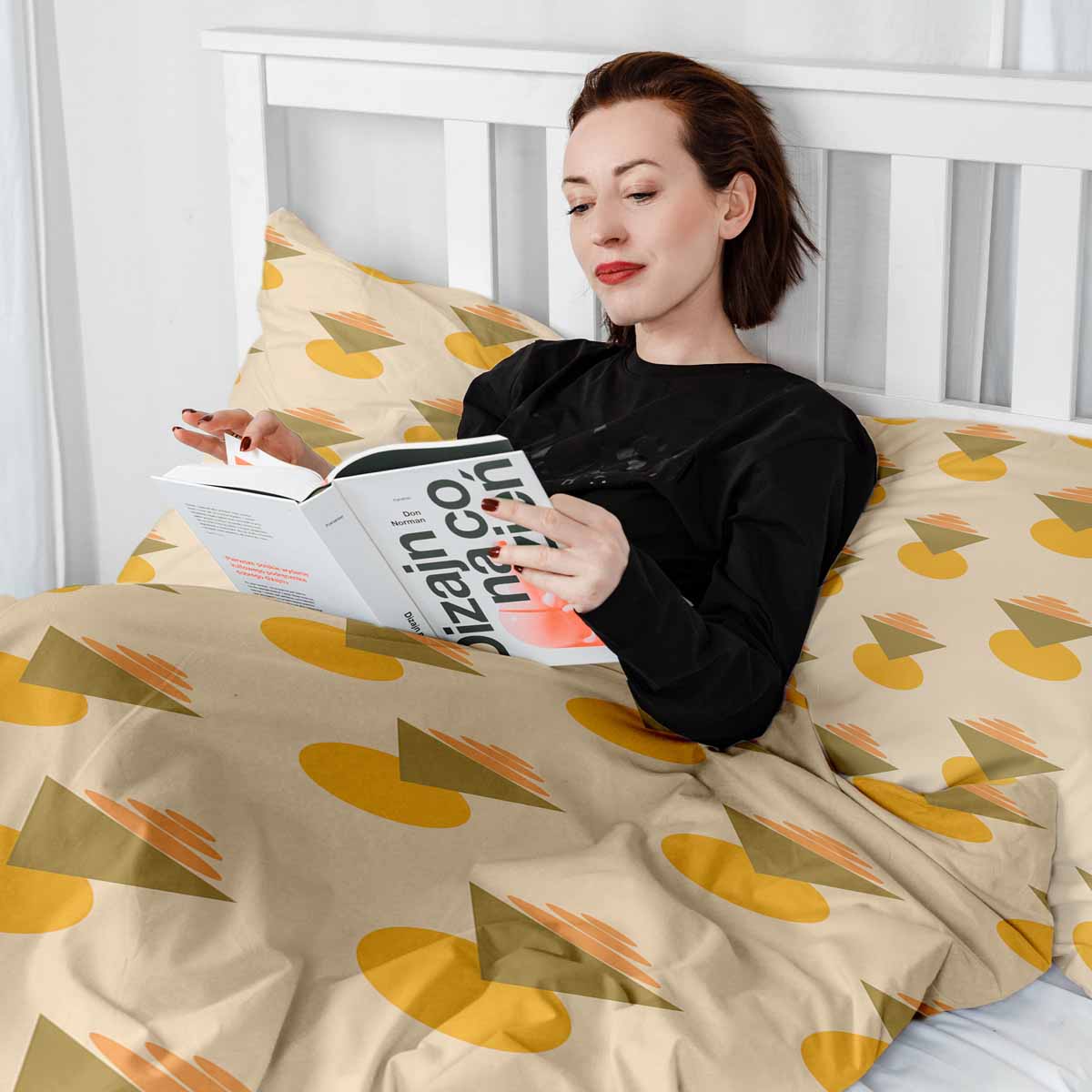 Original Therapiedecke - Ensemble de literie en coton avec formes jaunes