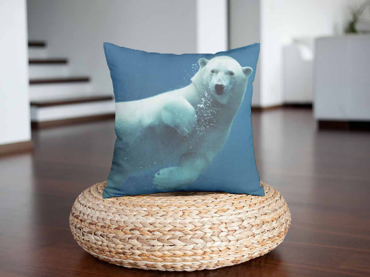 Coussin de santé bleu avec ours polaire