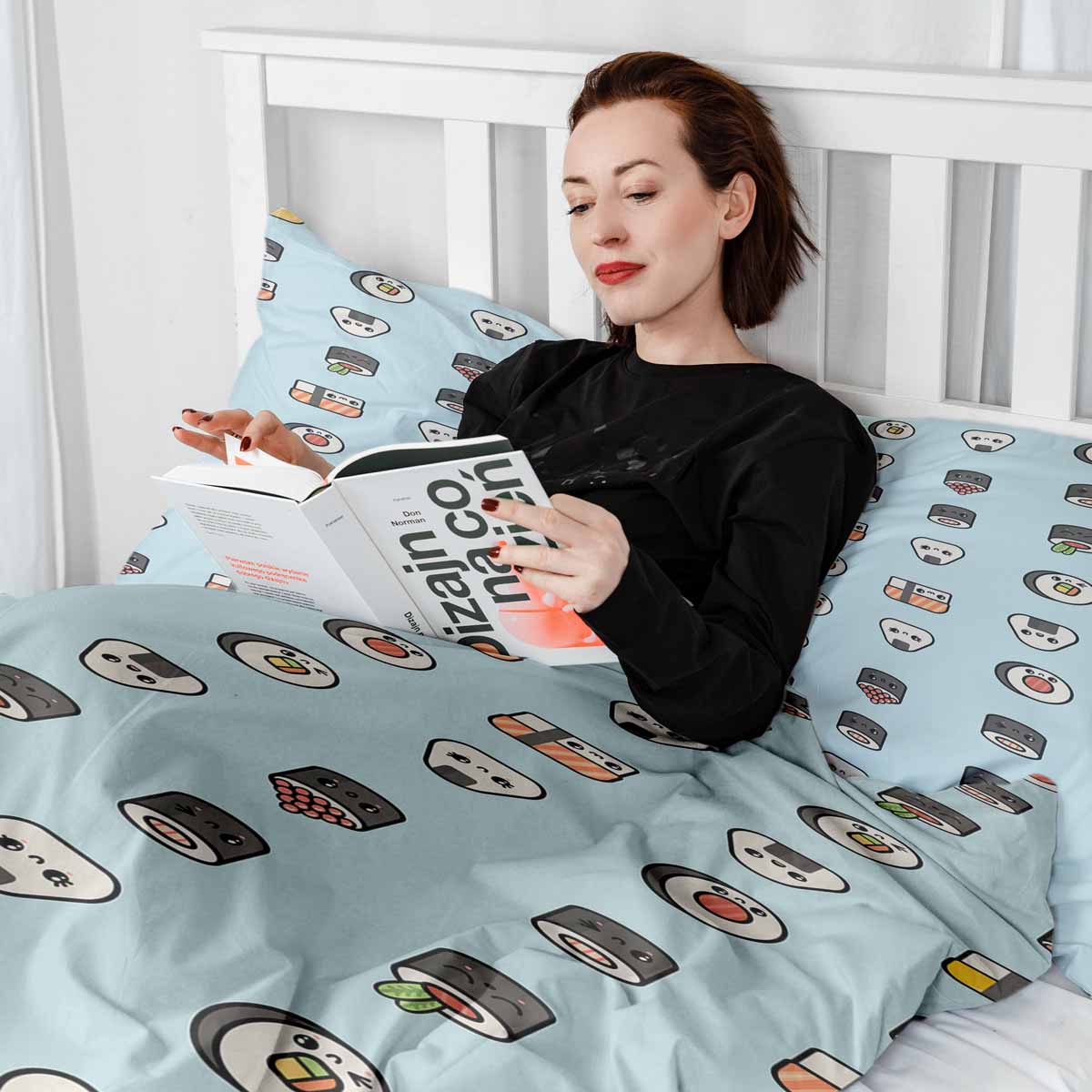 Original Therapiedecke - Ensemble de literie en coton Bleu clair avec sushi