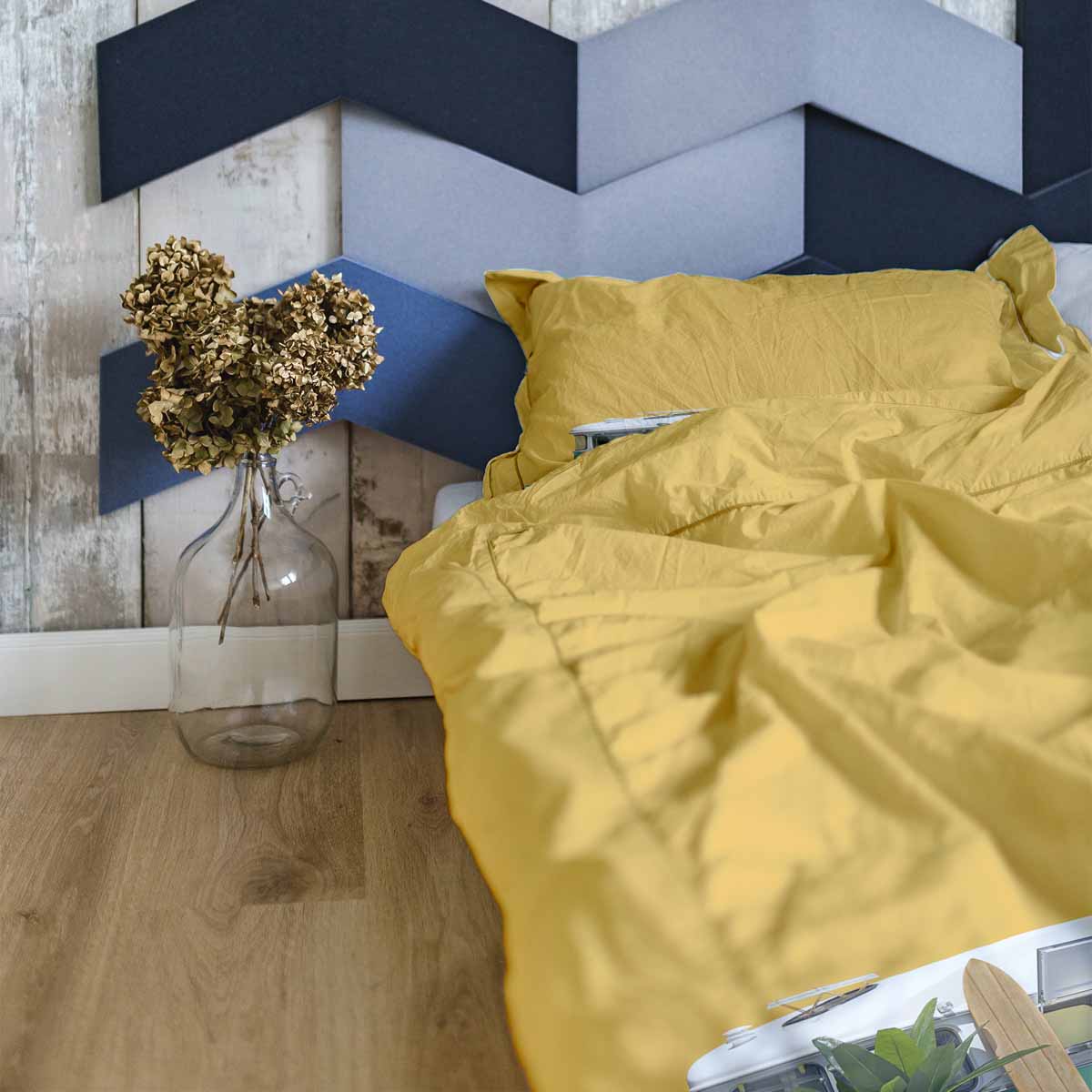 Original Therapiedecke - Ensemble de literie en coton TD jaune avec bus
