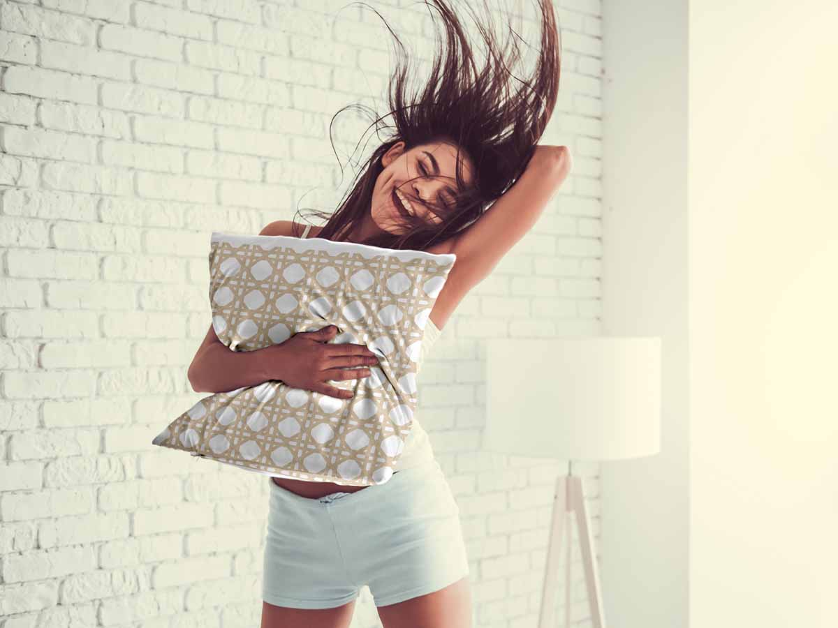 Coussin de santé blanc avec cercles beige