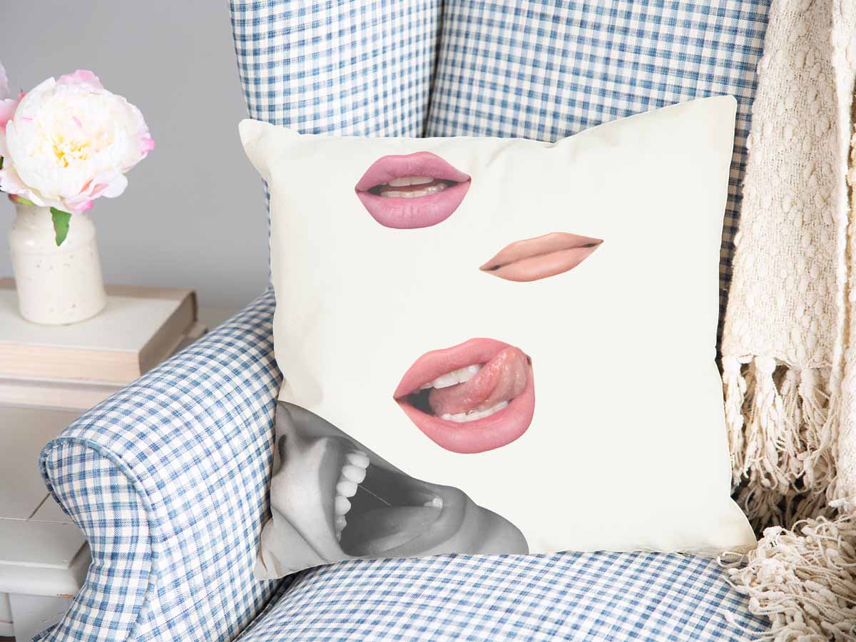 Coussin de santé blanc avec lèvres