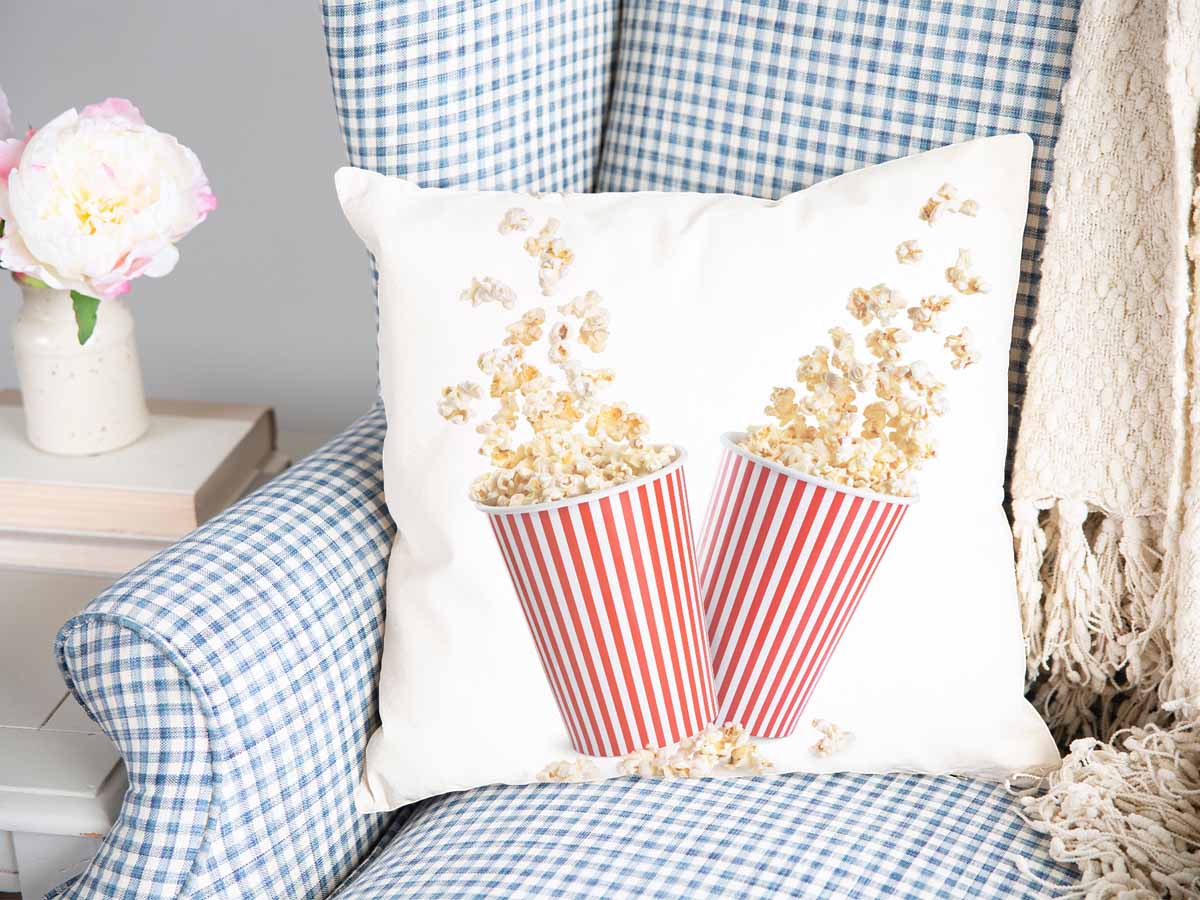 Coussin de santé blanc avec popcorn