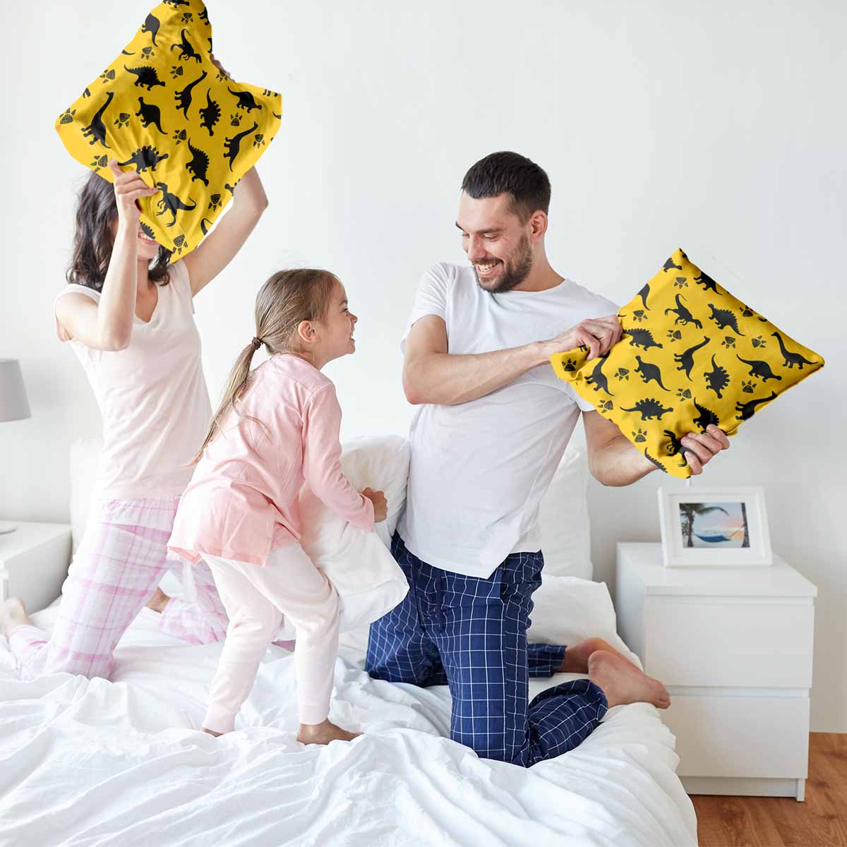 Coussin de santé jaune avec dinosaure