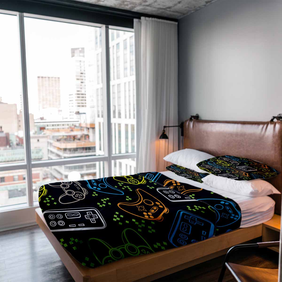 Original Therapiedecke - Parure de lit en coton Noir avec consoles de jeux
