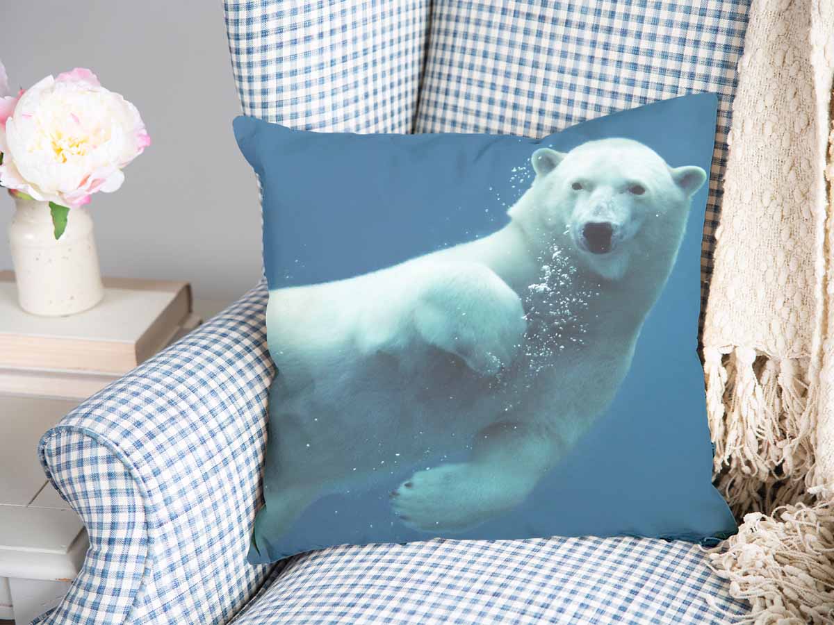 Coussin de santé bleu avec ours polaire