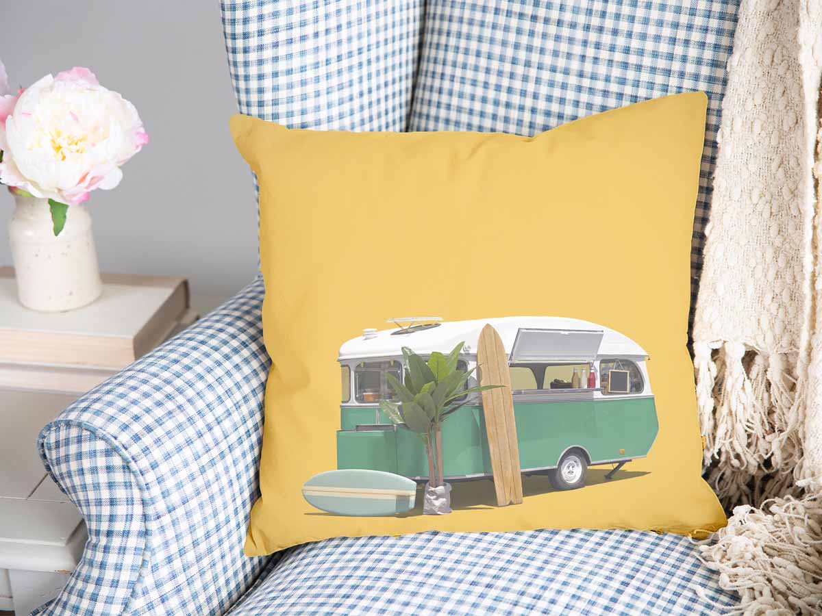 Coussin de santé jaune avec bus