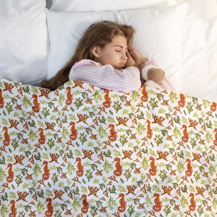 Couverture thérapeutique originale - Housse en coton hippocampe