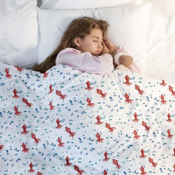Couverture thérapeutique originale - Housse en coton Poissons rouges