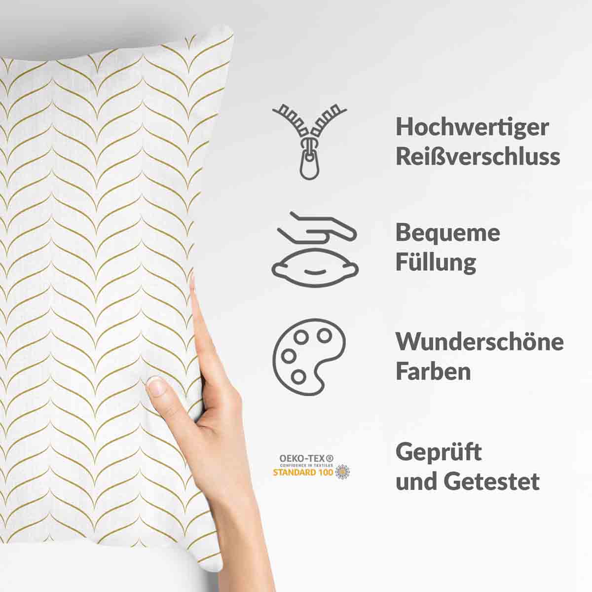 Coussin de santé avec forme en V dorée