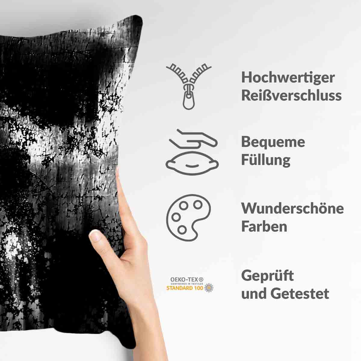 Coussin de santé noir avec motif chiné