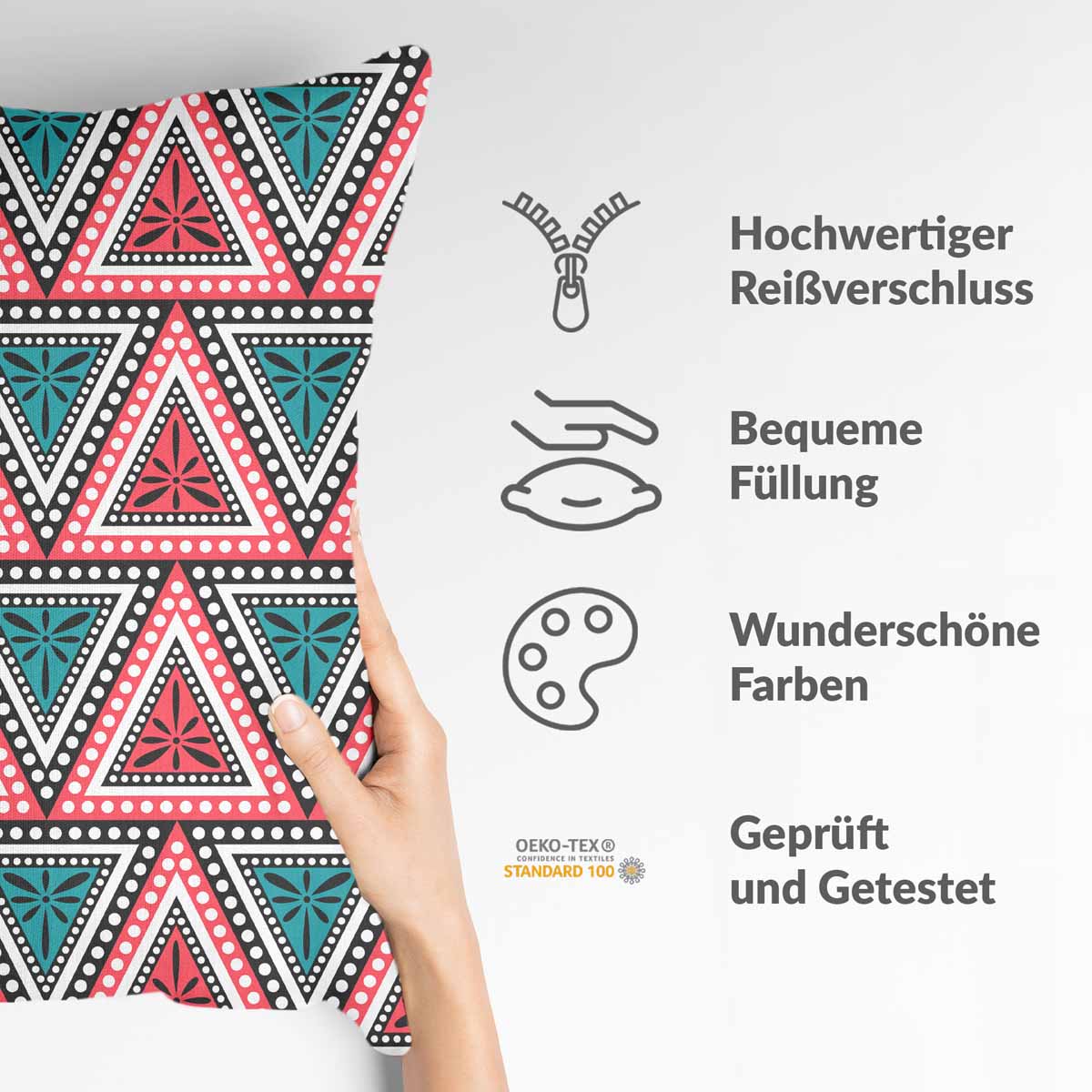 Coussin de santé avec des triangles colorés