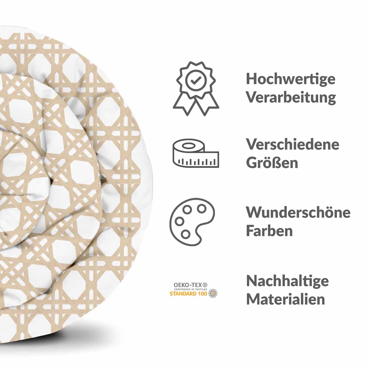 Ensemble de literie avec couverture thérapeutique blanc avec cercles beige
