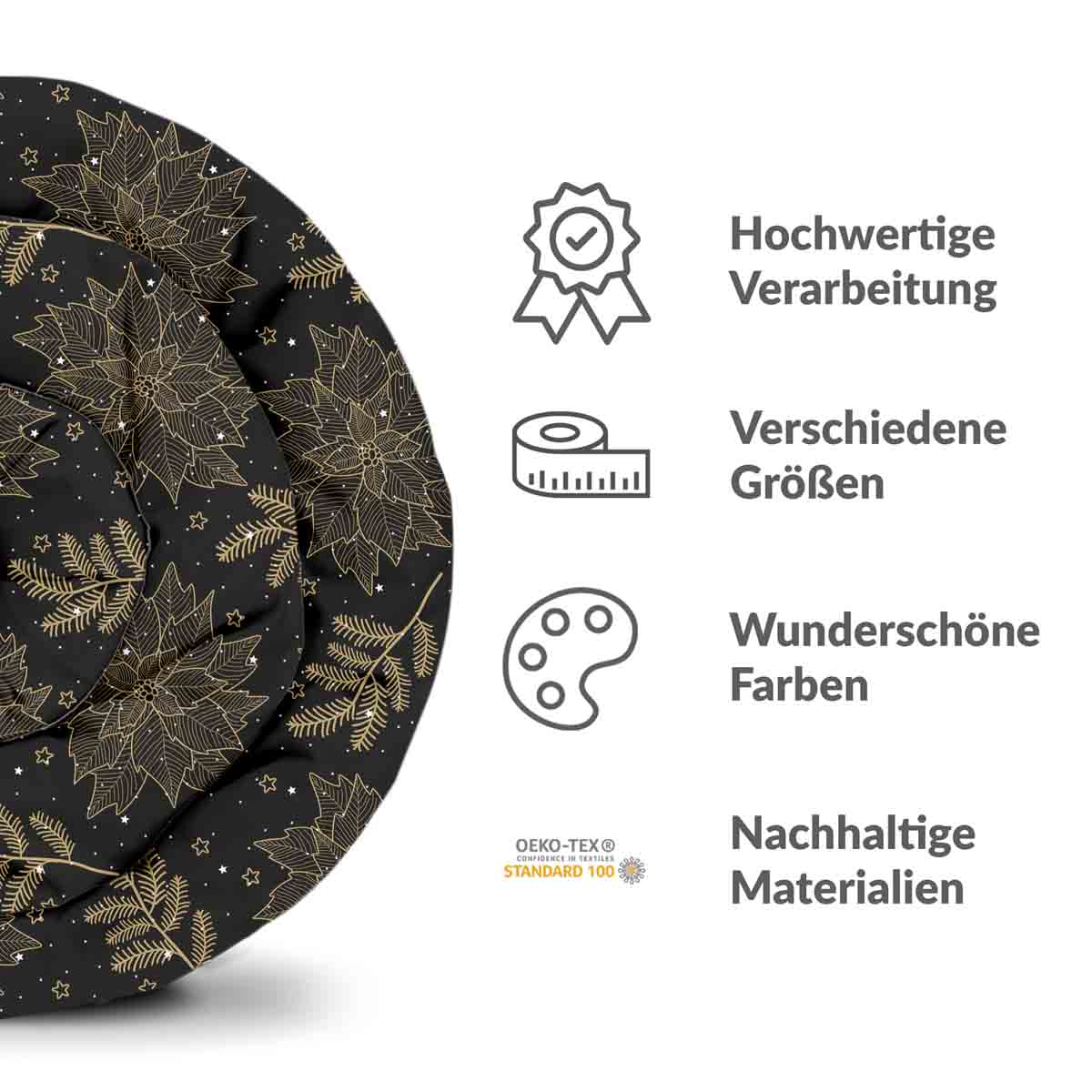 Original Therapiedecke - Ensemble de literie en coton Noir Poinsettia