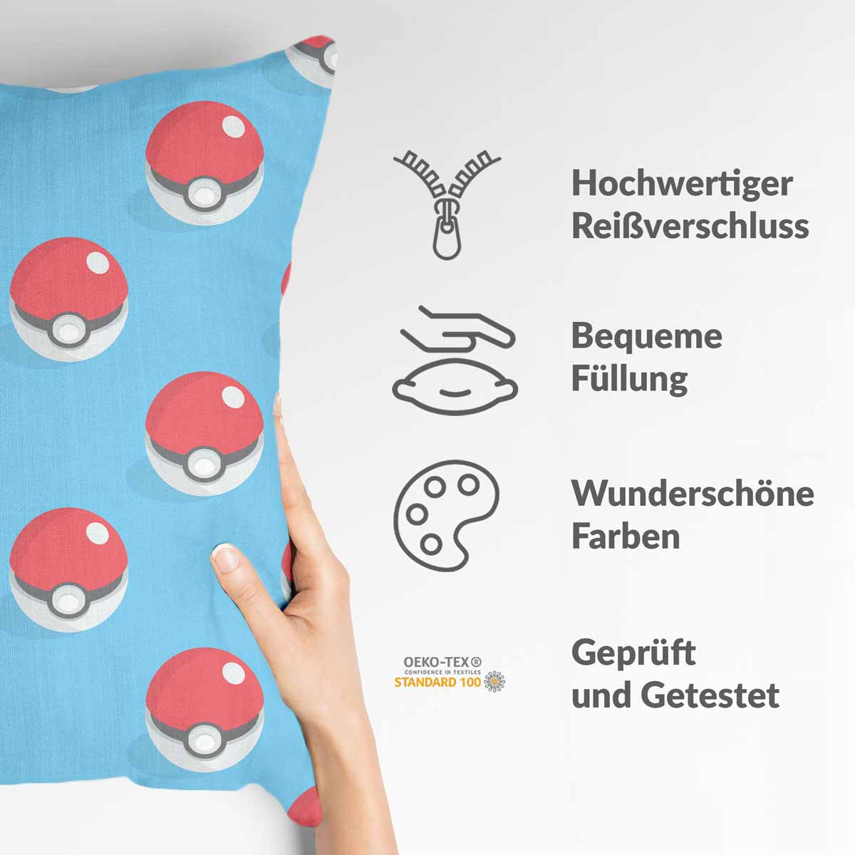 Coussin de santé bleu clair avec Pokémon