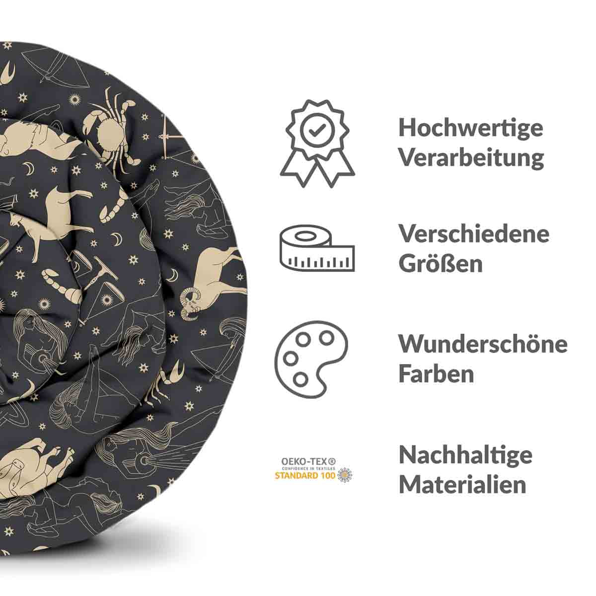Couverture thérapeutique originale - Housse en coton noire avec constellations