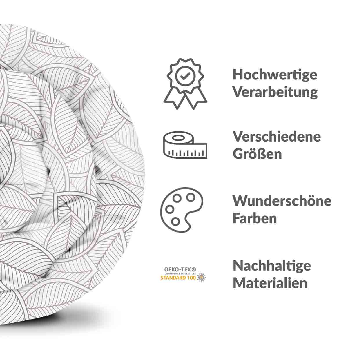 Original Therapiedecke - Ensemble de literie en coton avec feuilles de palmier grises