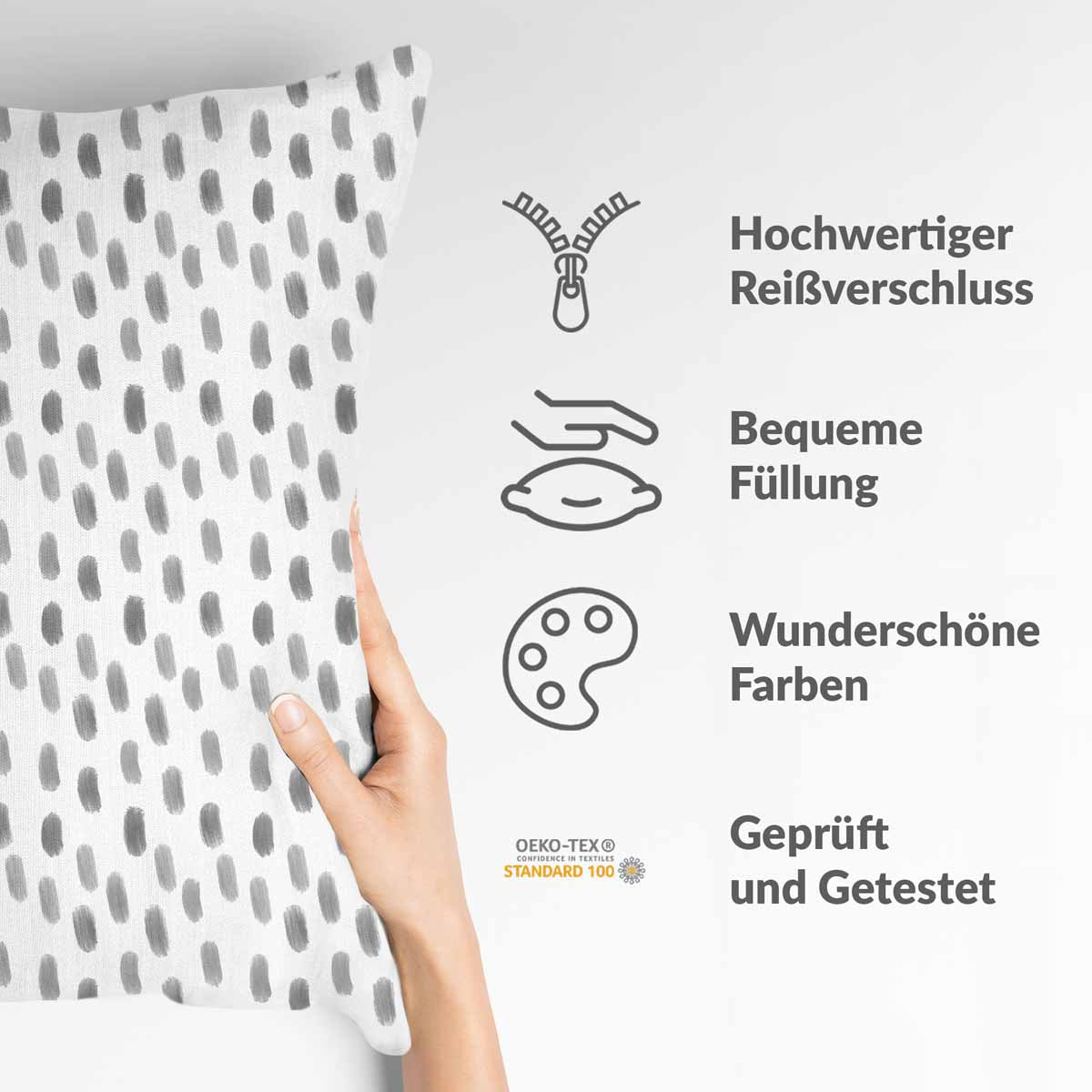 Coussin de santé blanc avec des taches grises