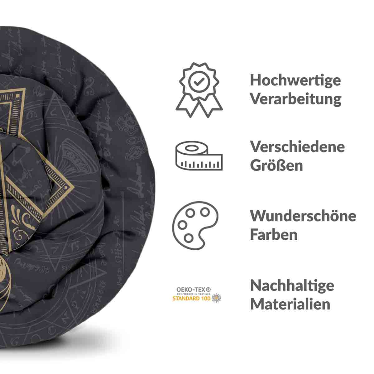 Original Therapiedecke - Ensemble de literie en coton Noir Mandala Mystique