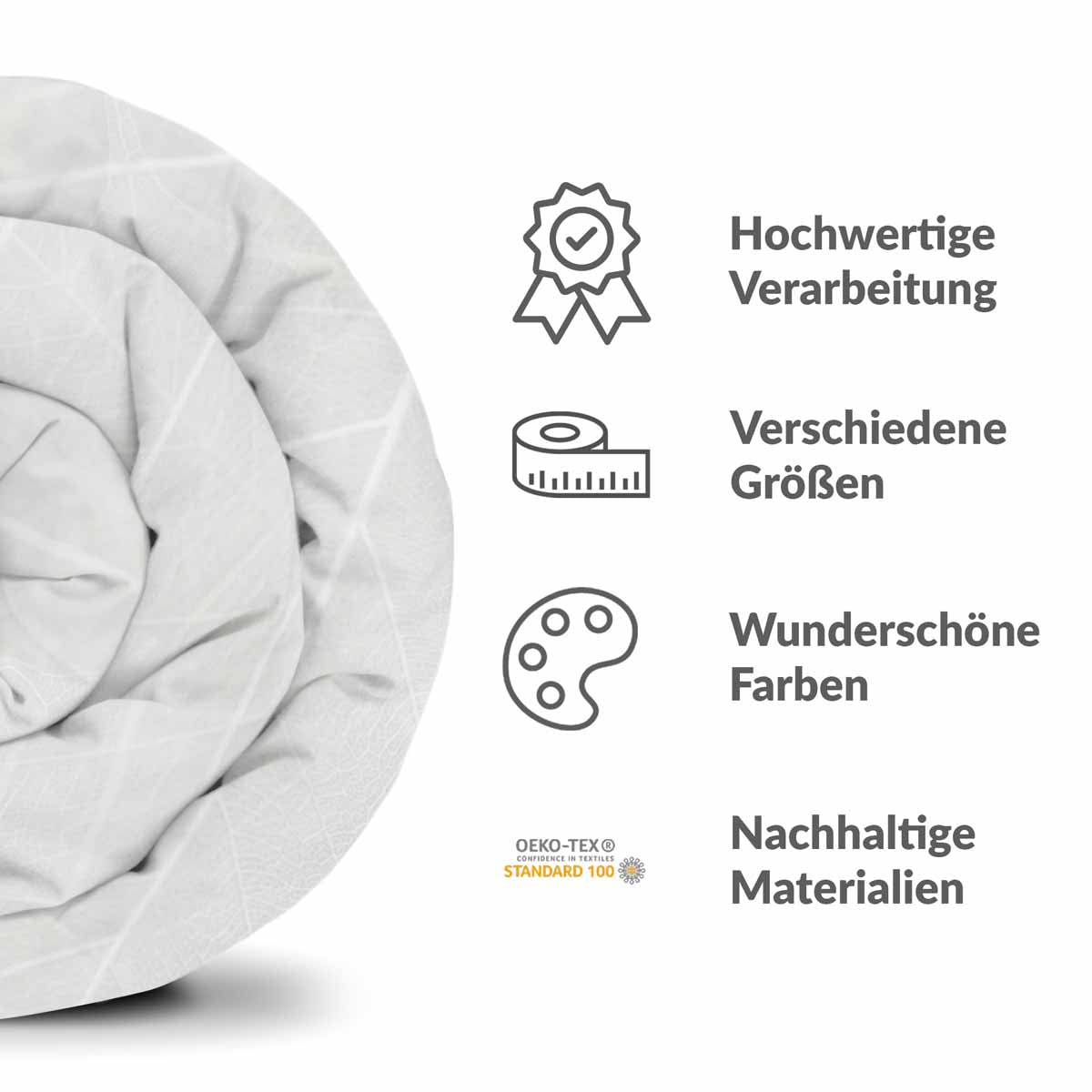 Original Therapiedecke - Ensemble de literie en coton TD gris avec motif blanc