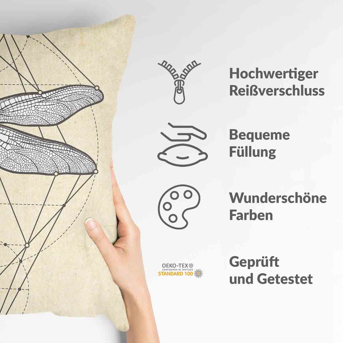 Coussin de santé jaune avec libellule