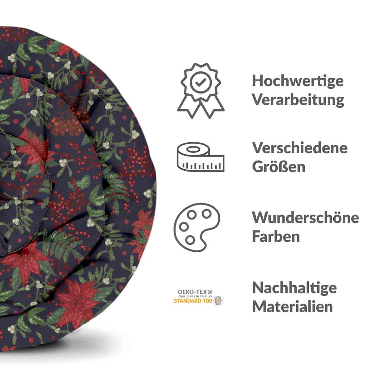 Original Therapiedecke - Ensemble de literie en coton avec poinsettia rouge