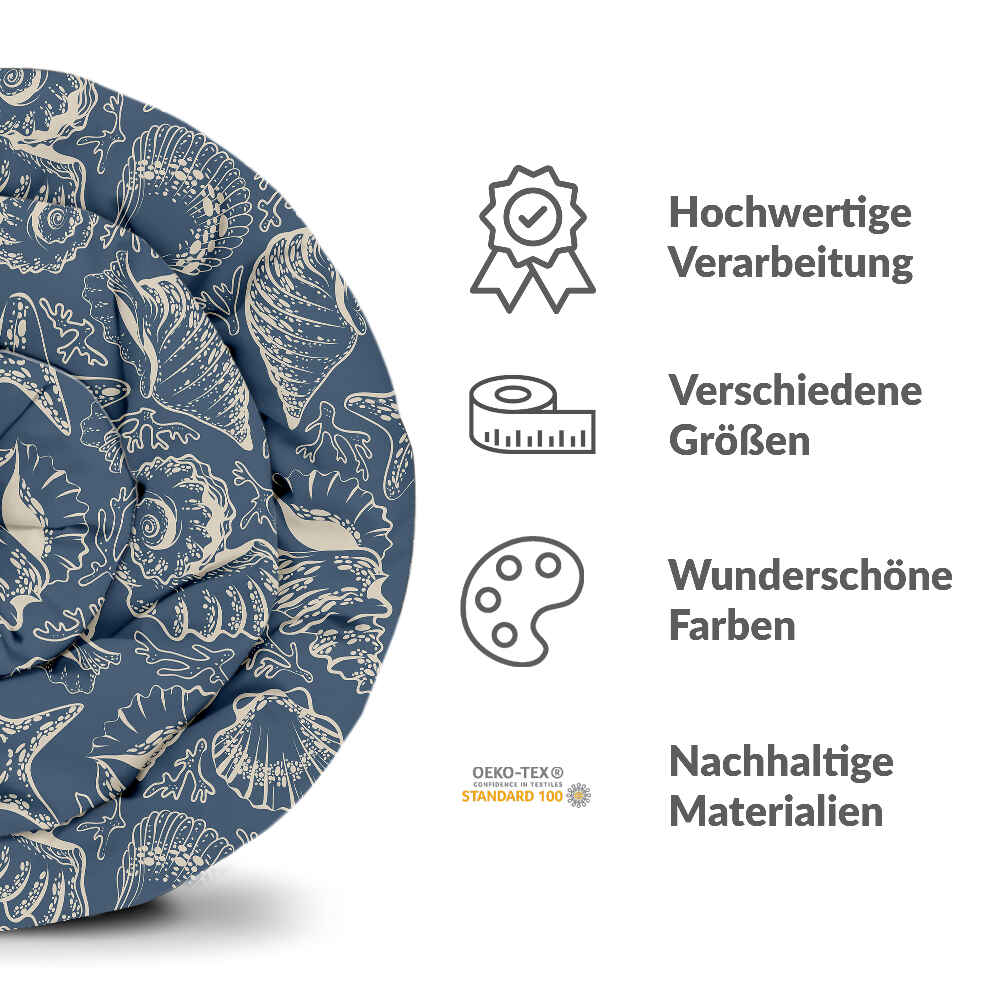 Original Therapiedecke - Ensemble de literie en coton Bleu avec coquillages
