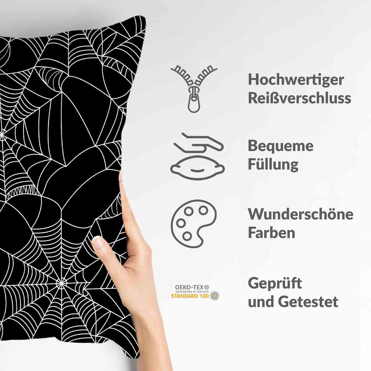 Coussin de santé noir avec toile d'araignée