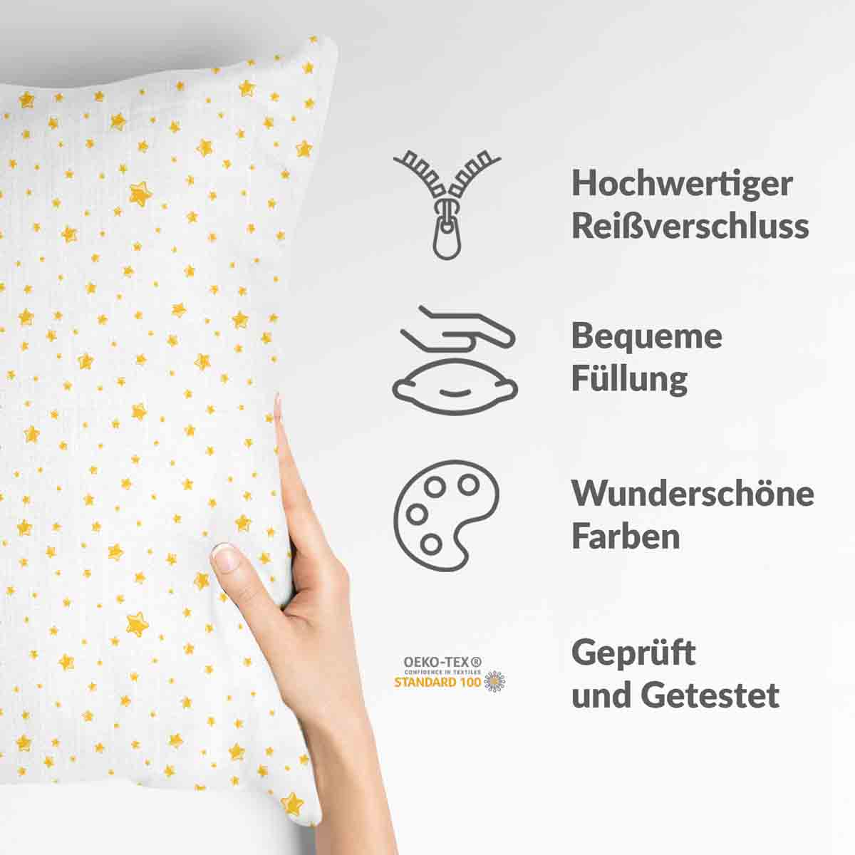 Coussin de santé blanc avec des étoiles jaunes