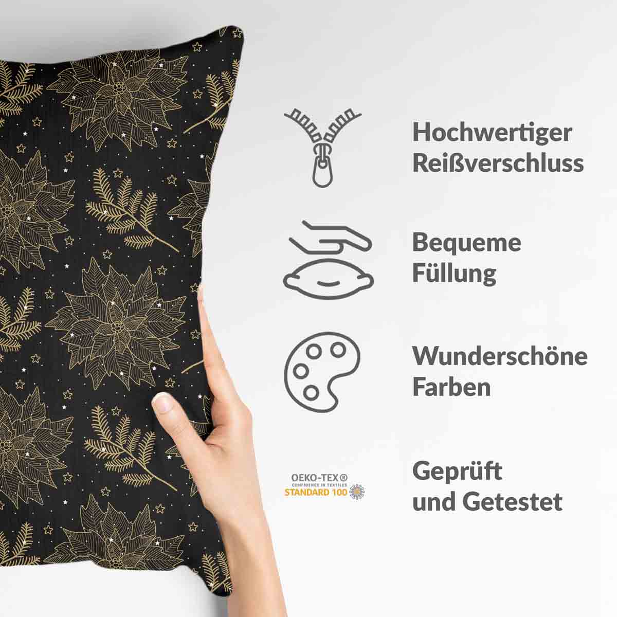 Coussin de santé noir Étoile de Noël