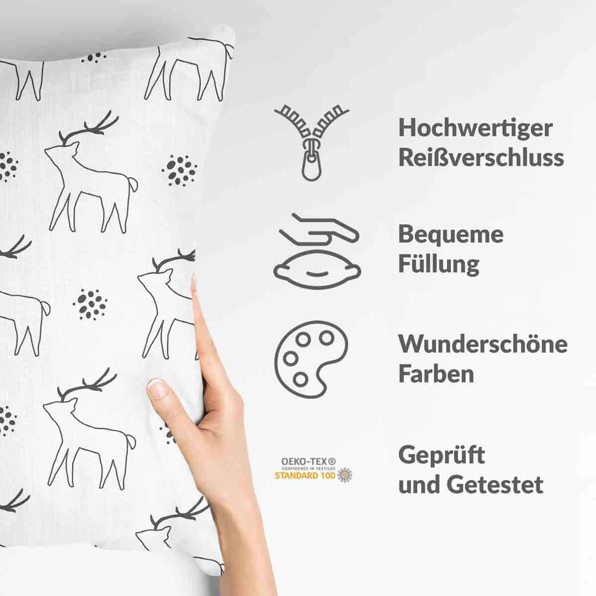 Coussin de santé blanc avec cerf