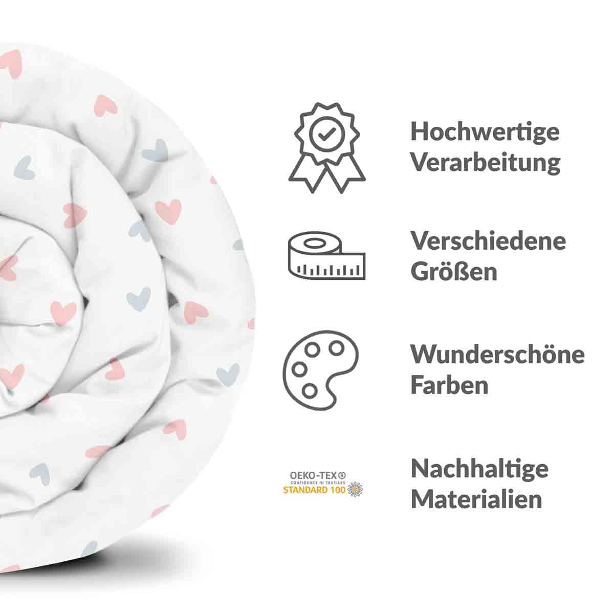 Couette thérapeutique Ensemble de literie blanc avec petits cœurs
