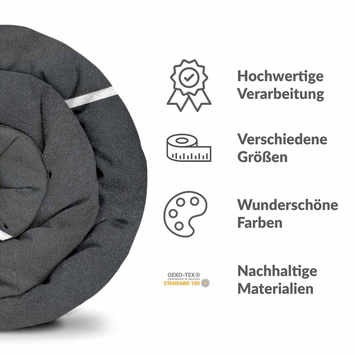 Original Therapiedecke - Ensemble de literie en coton TD gris foncé avec rayures blanches
