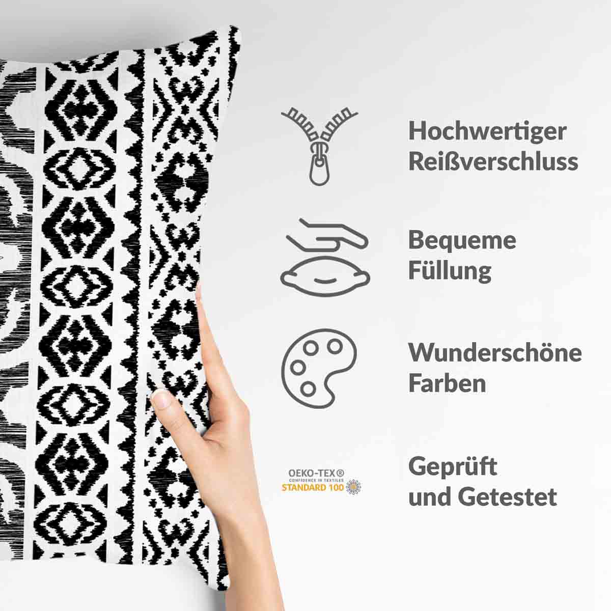 Coussin de santé avec formes noires