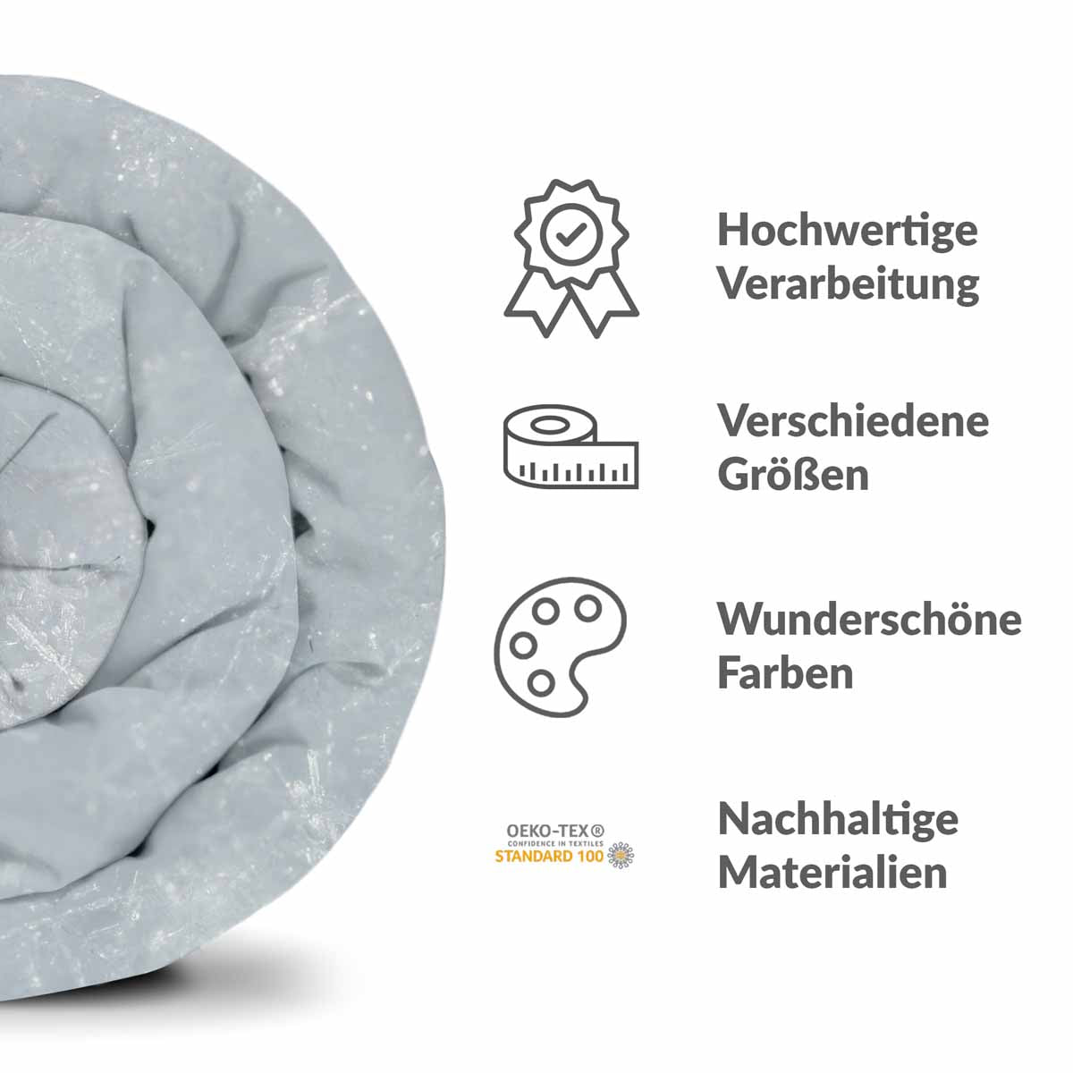 Original Therapiedecke - Ensemble de literie en coton TD gris avec flocons de neige