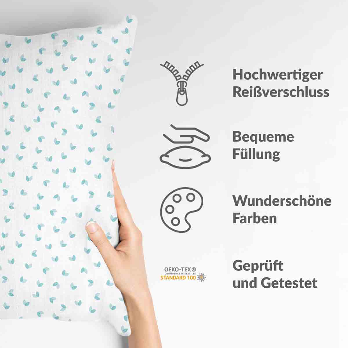 Coussin de santé blanc avec petits cœurs bleus