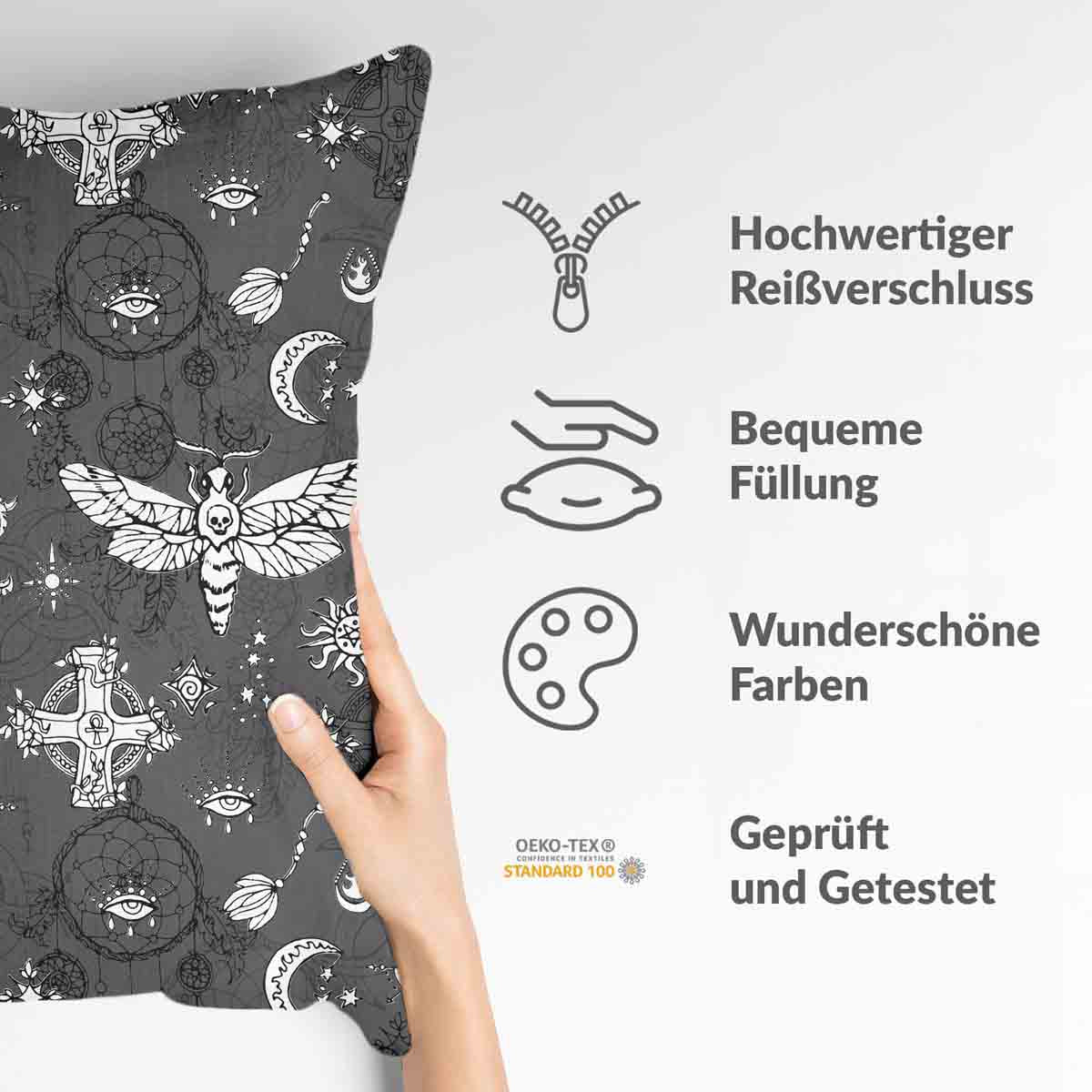 Coussin de santé noir libellule effrayante