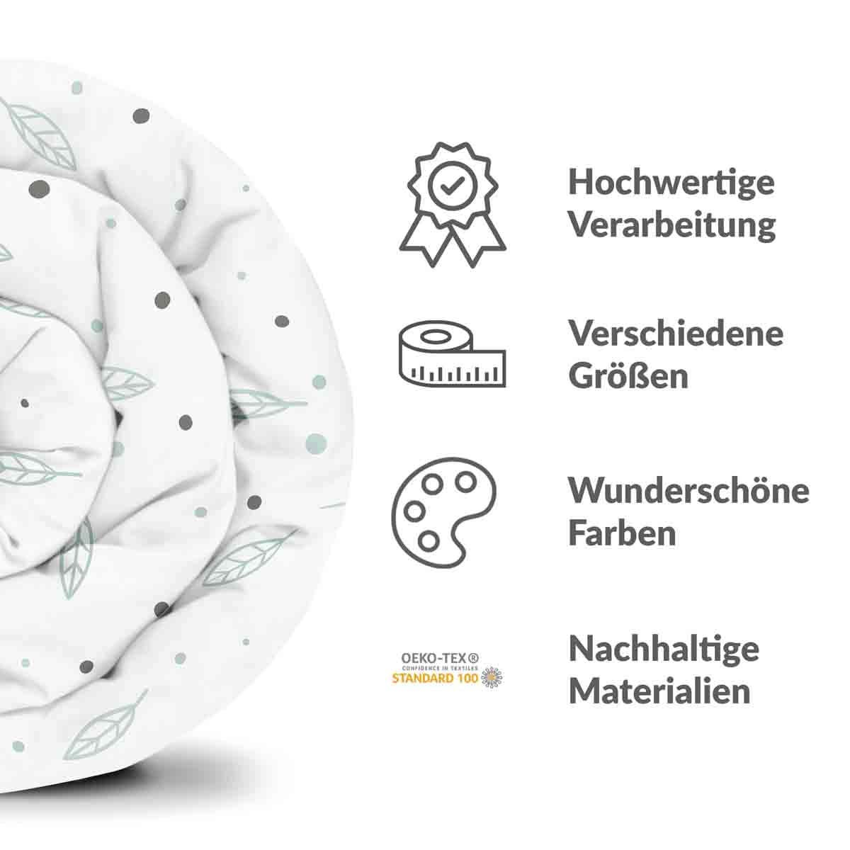 Ensemble de literie avec couverture thérapeutique blanc avec plumes et points