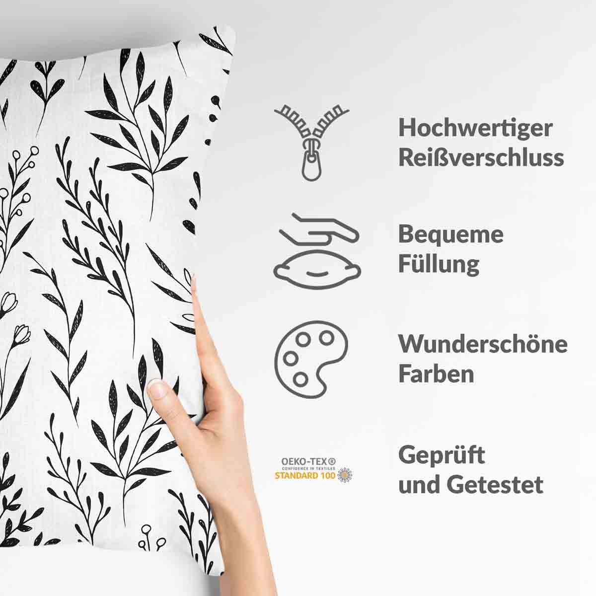 Coussin de santé blanc avec des branches noires