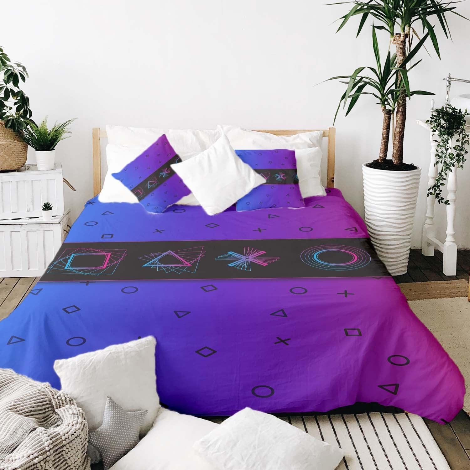 Original Therapiedecke - Ensemble de literie en coton Violet avec formes
