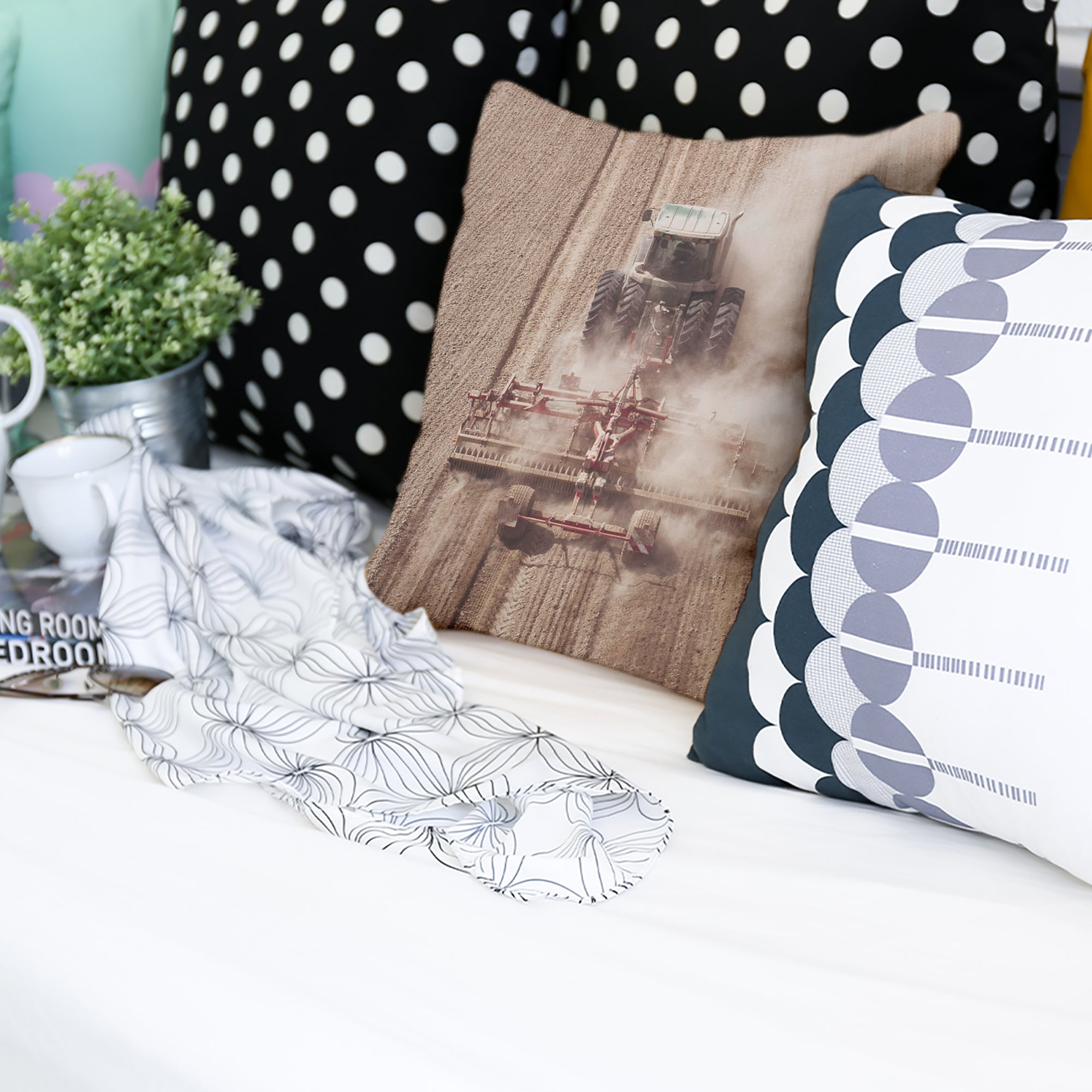 Coussin de santé tracteur dans la poussière