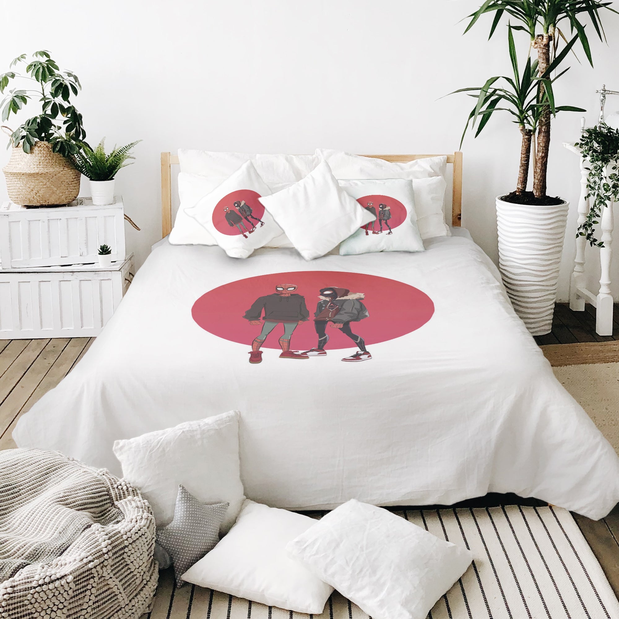 Couverture thérapeutique originale - Housse en coton blanc avec Spiderman