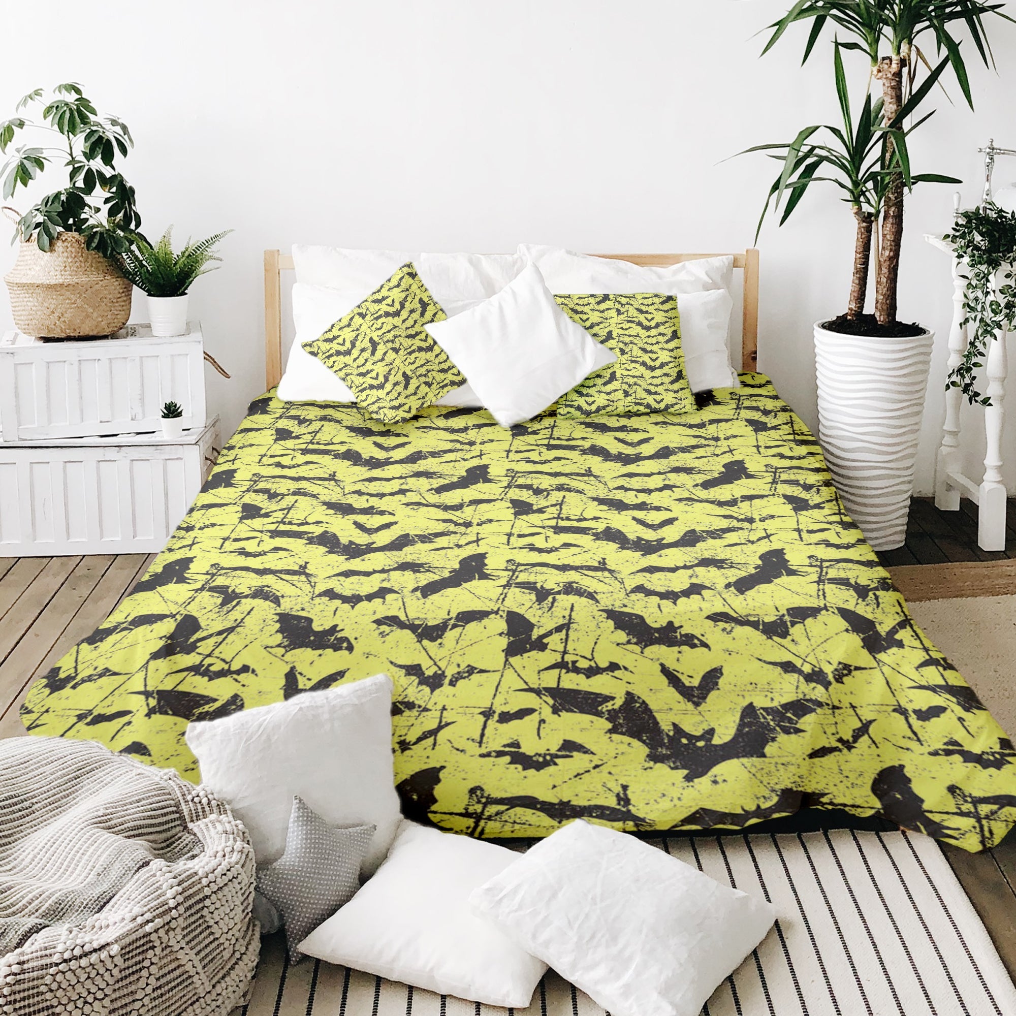 Couverture thérapeutique originale - Housse en coton jaune chauve-souris