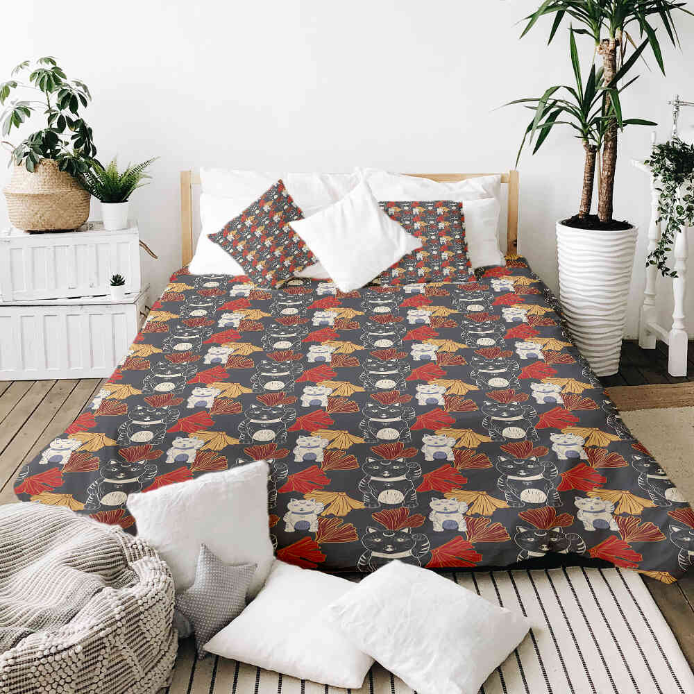 Couverture thérapeutique originale - Housse en coton Chat porte-bonheur
